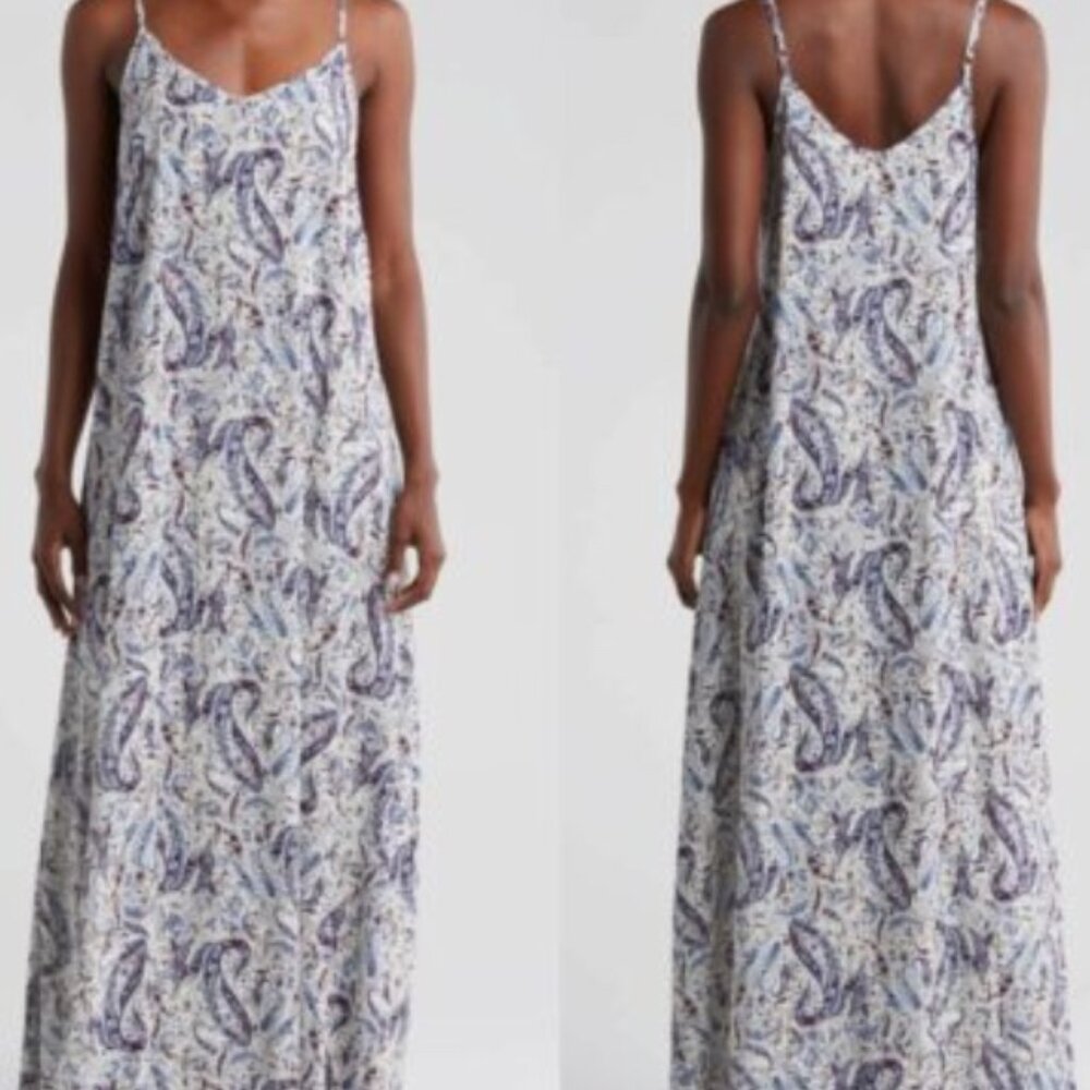 T Tahari Spaghetti Strap Maxi Dress Paisley SZ Large